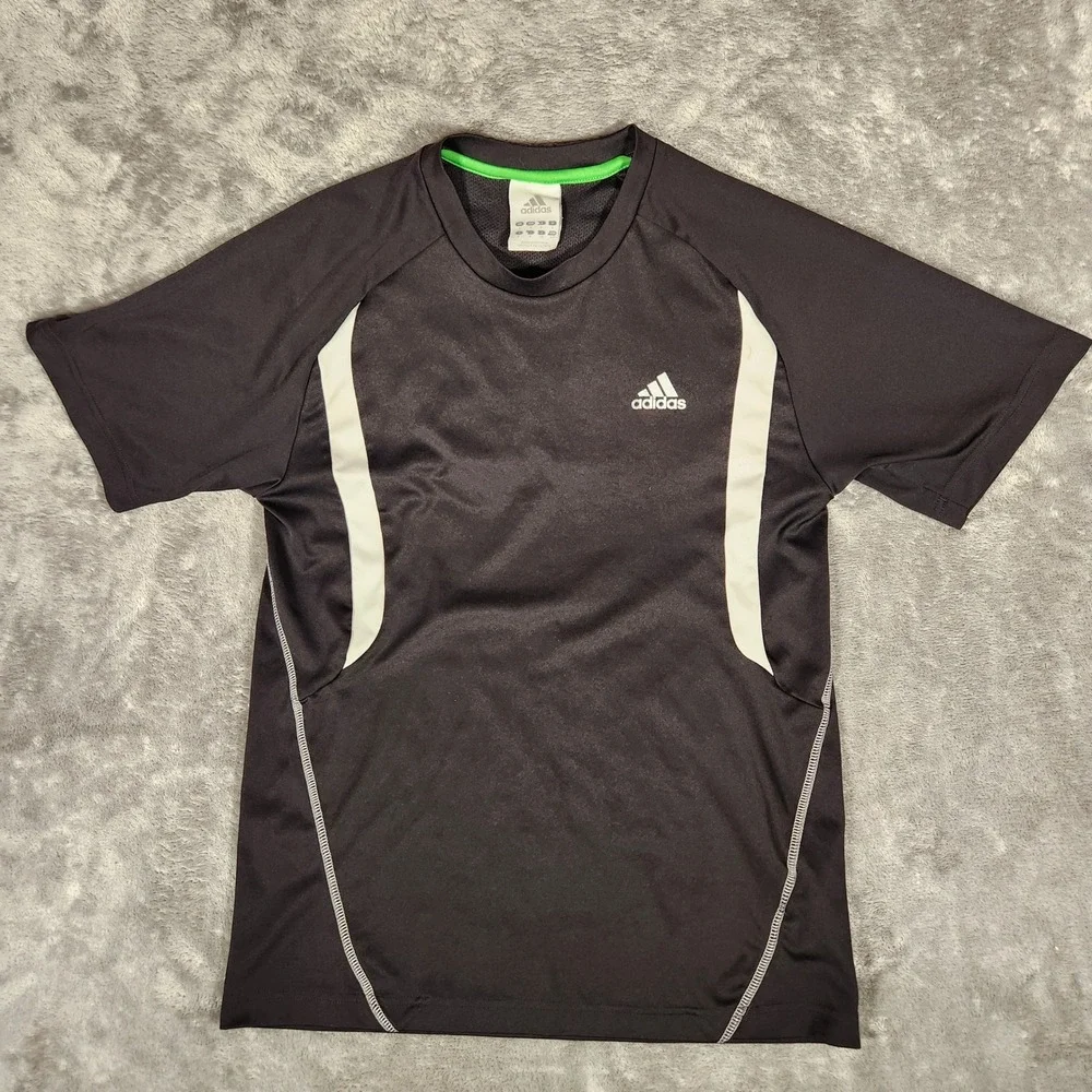 Adidas T-Shirt Mens S Black Excellent Short‎ Sleeve Athletic Performance Logo